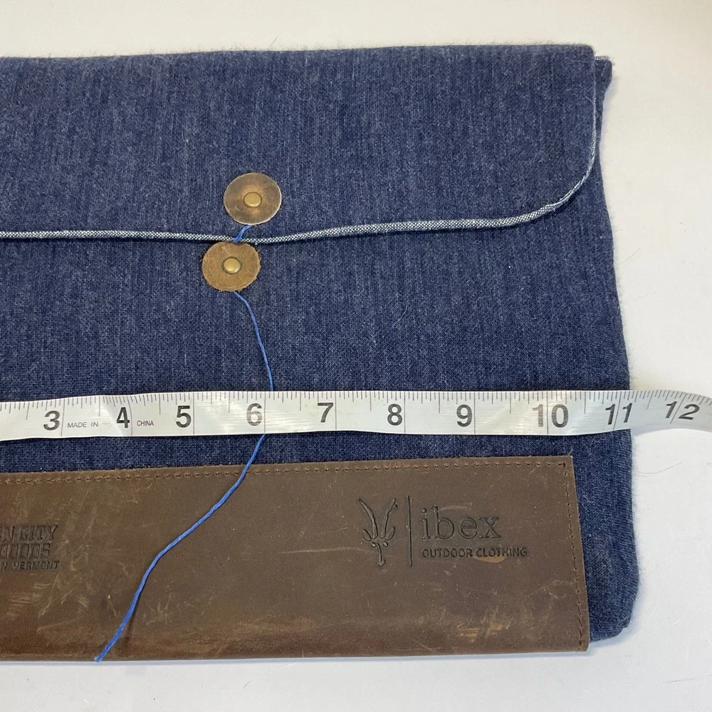 Ibex Queen City Dry Goods Leather Laptop Sleeve Clutch Blue Brown USA Made
